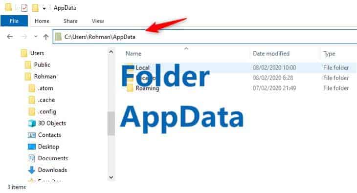 lokasi folder appdata