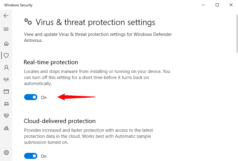 Turn off Real-time protection 