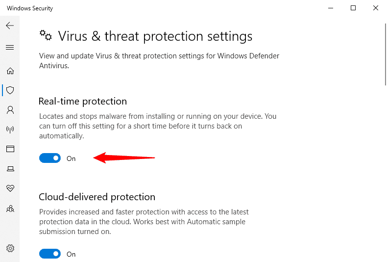 Matikan Real time protection Turn off Real-time protection