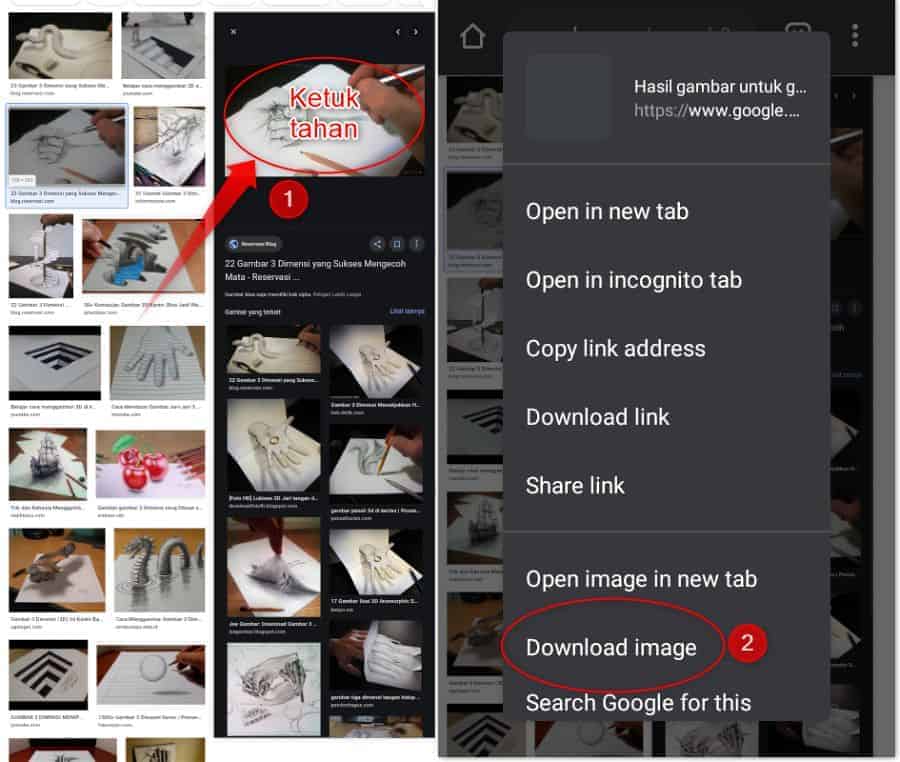Download gambar di chrome android