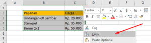 copy tabel excel