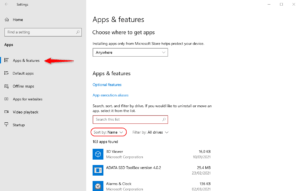 tampilan apps & features