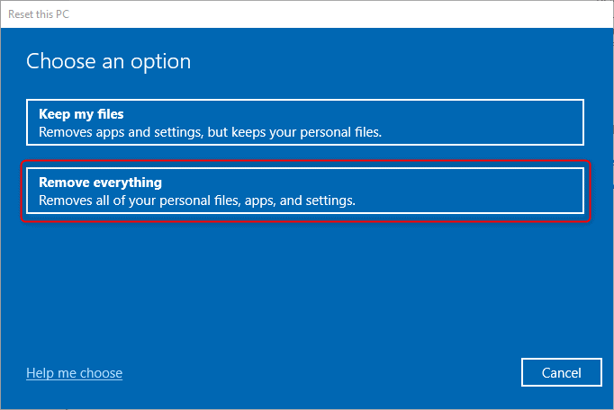 Reset windows 10: Remove everything