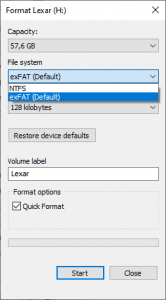 64gb exfat format