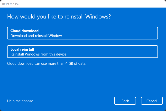 Cloud download dan local reinstall Cloud download dan local reinstall