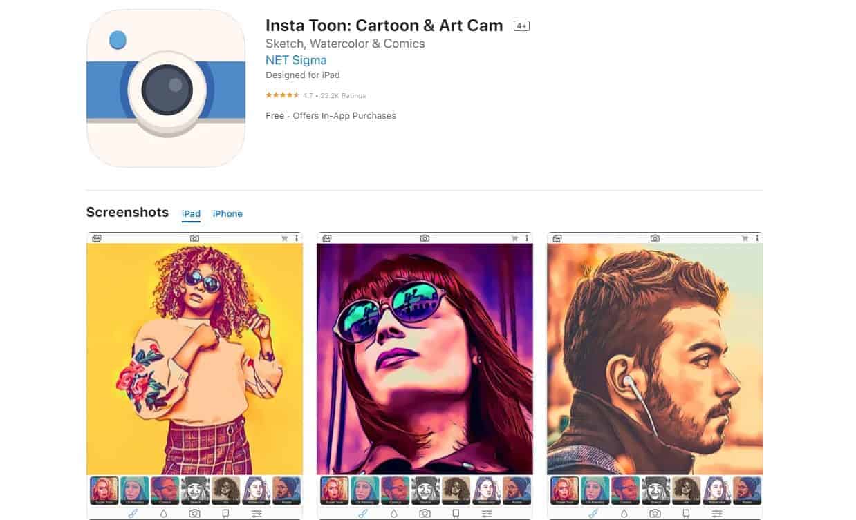 insta toon cartoon art cam