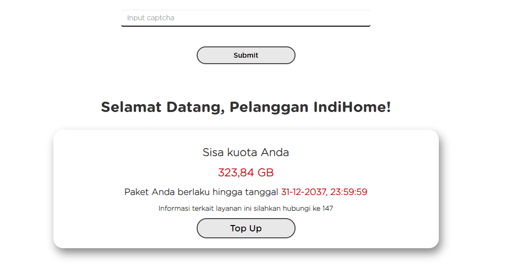 cek sisa fup indihome tanpa login