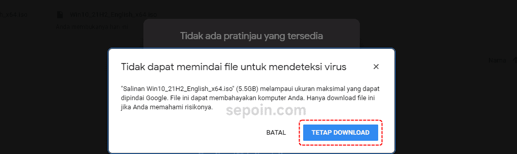 Tetap download file google drive