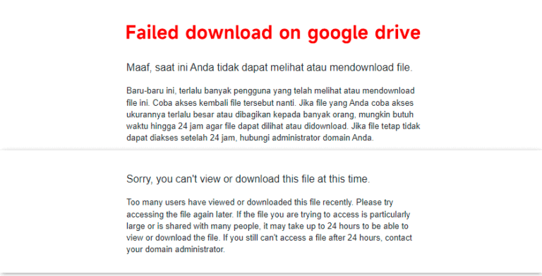 Cara mengatasi download Google Drive Limit kuota terlampaui