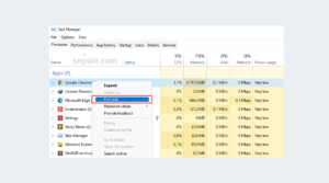 end task aplikasi di task manager