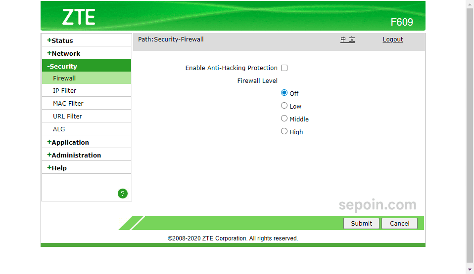 menu-security-modem-indihome-zte