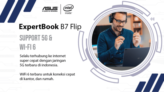 Konektivitas super cepat ASUS ExpertBook B7 Flip 5G