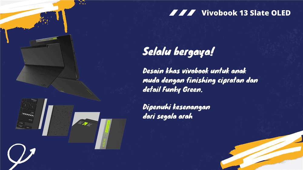 Tampilan bergaya ASUS Vivobook 13 Slate OLED