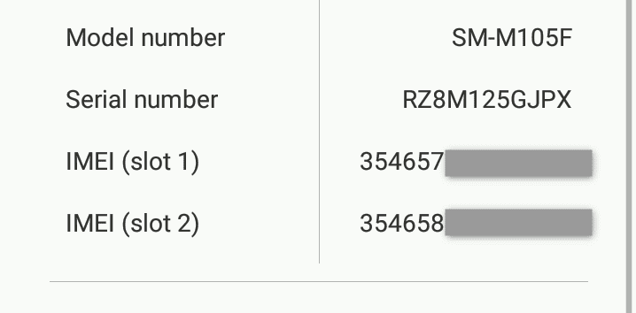 Imei check with settings