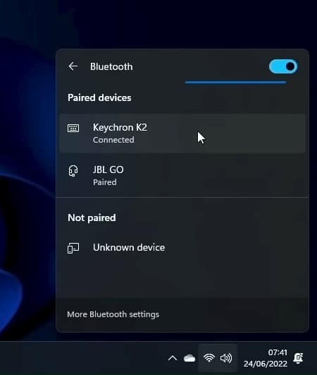 Quick Settings Bluetooth