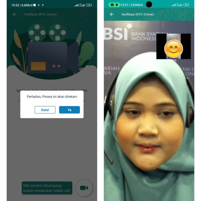 proses video call pembuatan rekening bsi online