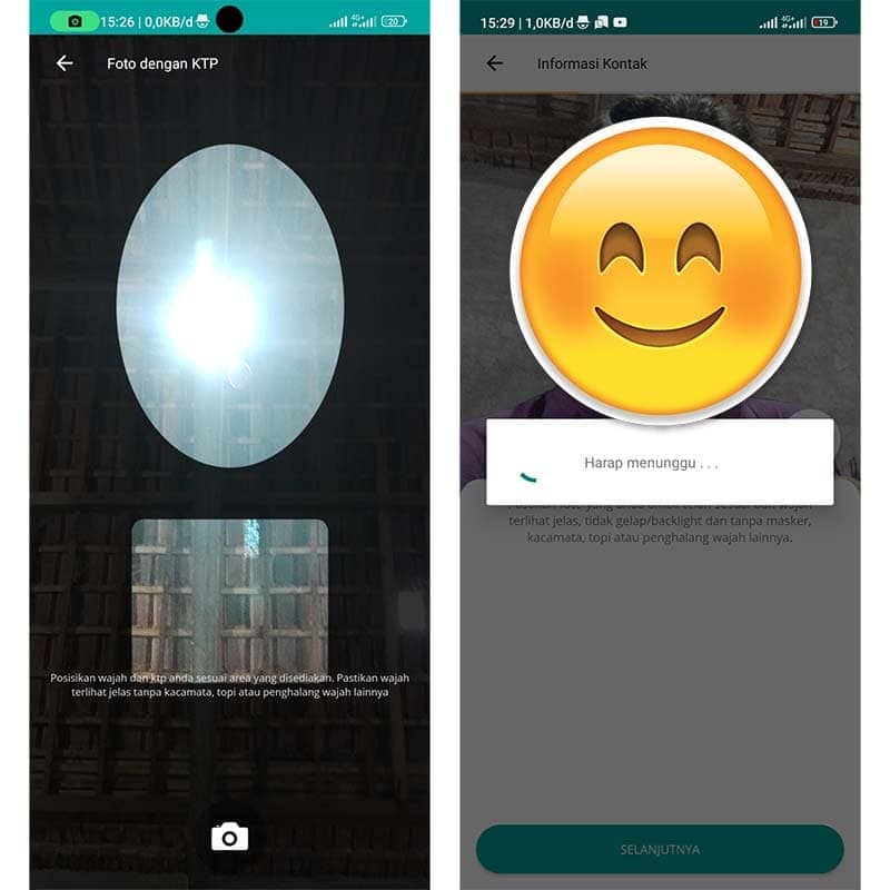 lakukan foto wajah dan ktp
