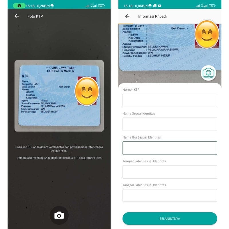 foto dan isi data diri ktp