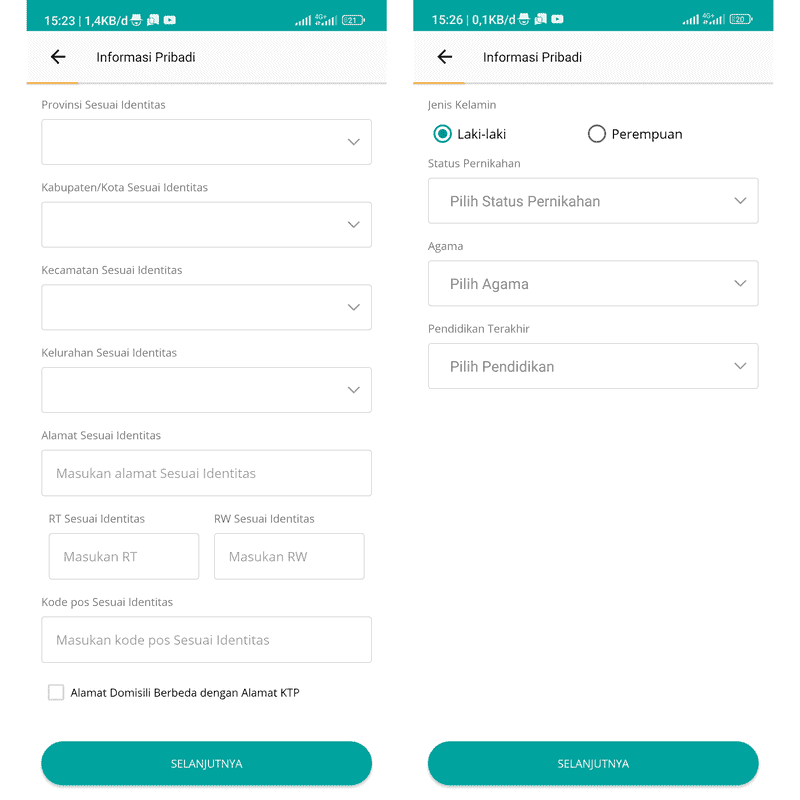 mengisi data diri pribadi