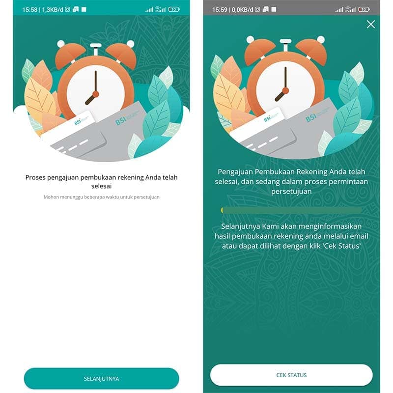 menunggu proses pembuatan rekening