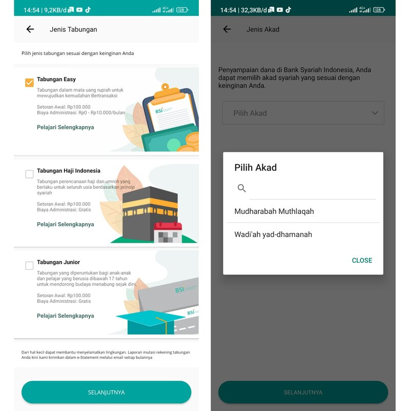 pilih jenis tabungan BSI
