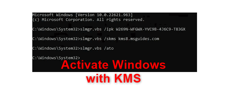 Activating windows with kms