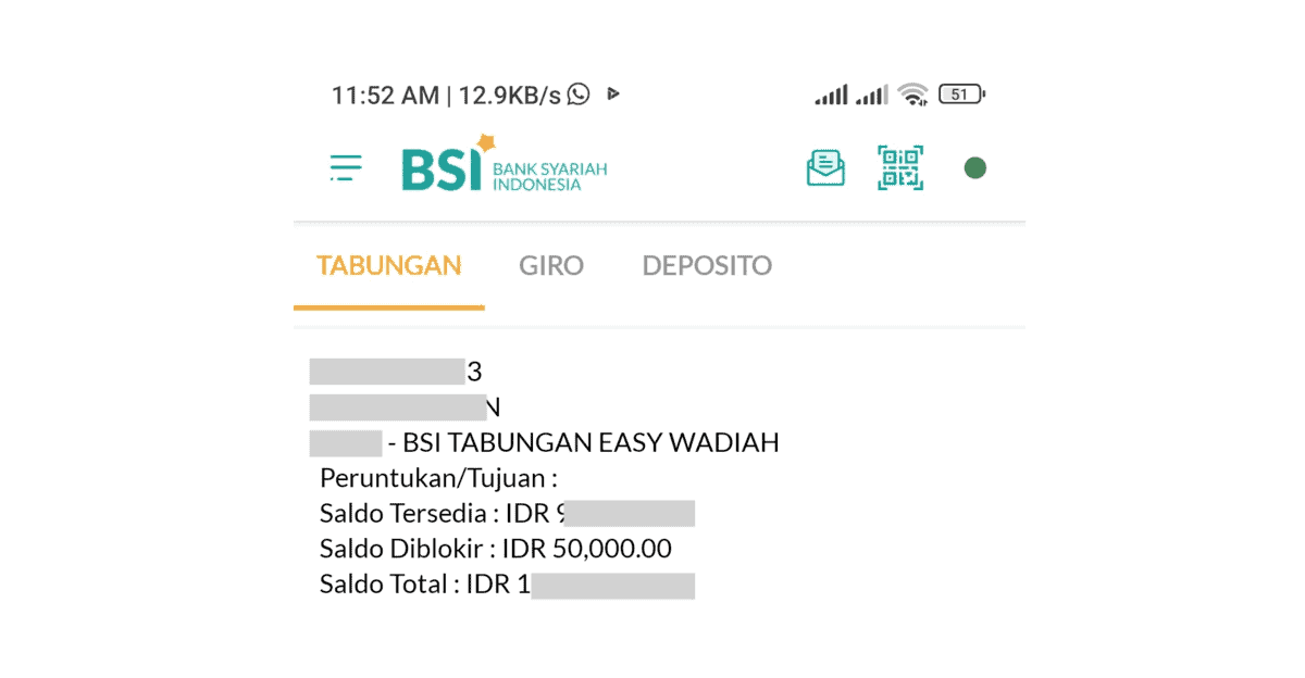 cek saldo bsi lengkap dan uang yang di blokir