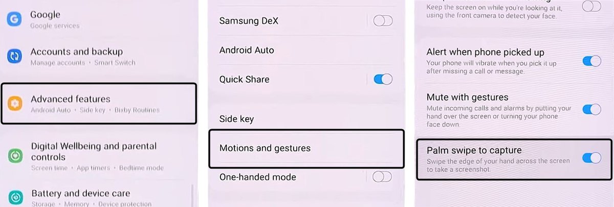 Gesture palm swipe untuk screenshot