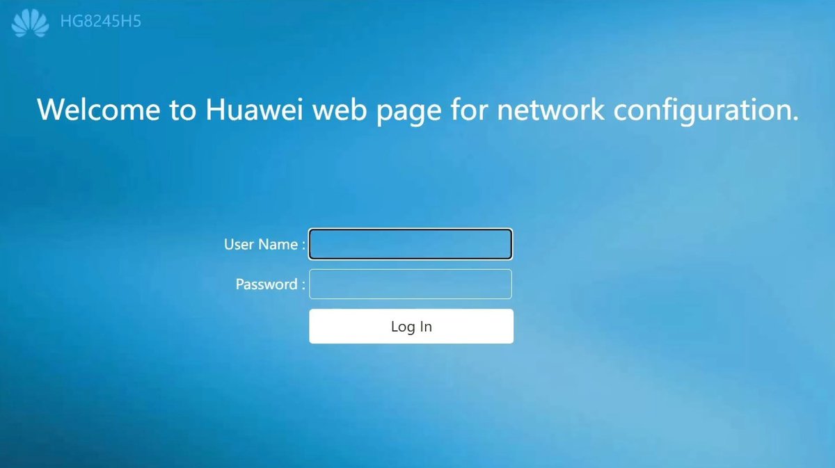 Modem Huawei login page