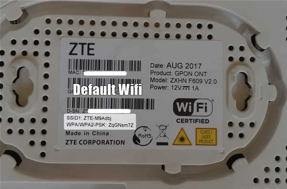 password default wifi untuk modem zte f609
