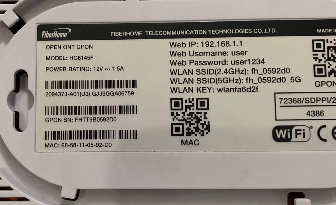 Informasi modem HG6145F