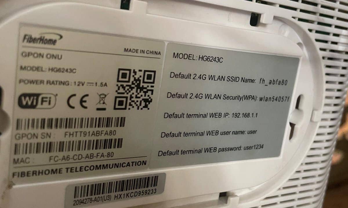 Informasi modem HG6243C