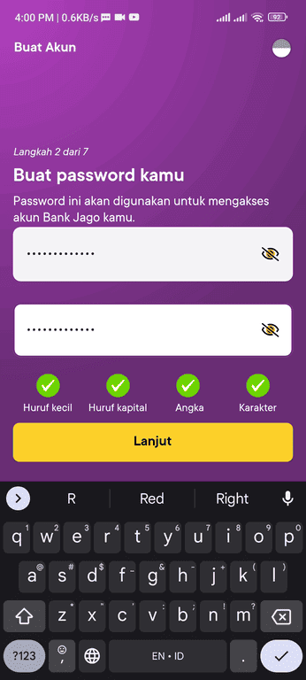 isikan password untuk akun jago