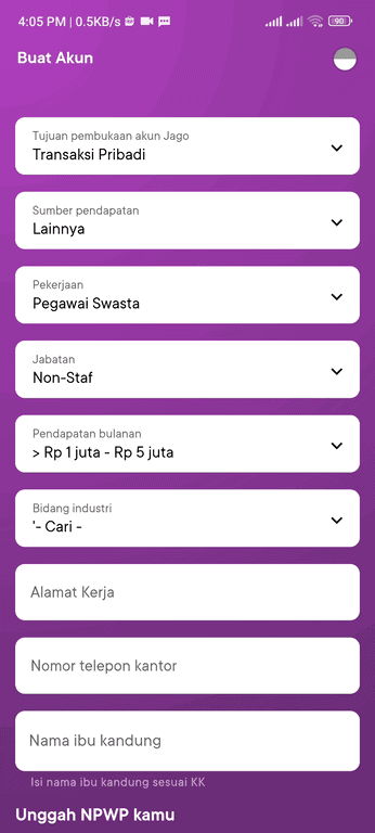 masukkan informasi data diri