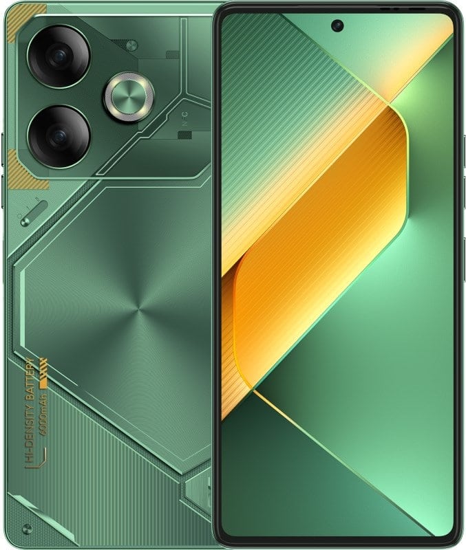 Tampilan hp TECNO POVA 6 warna green hijau