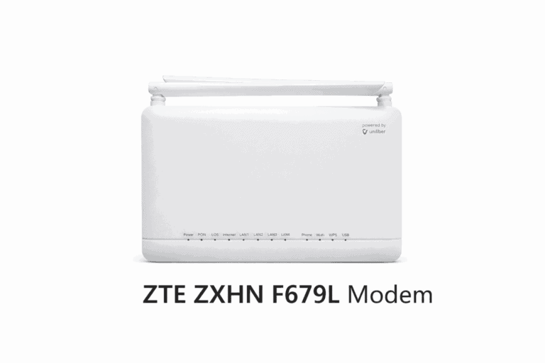 ZTE ZXHN F679L modem, perangkat jaringan internet broadband.
